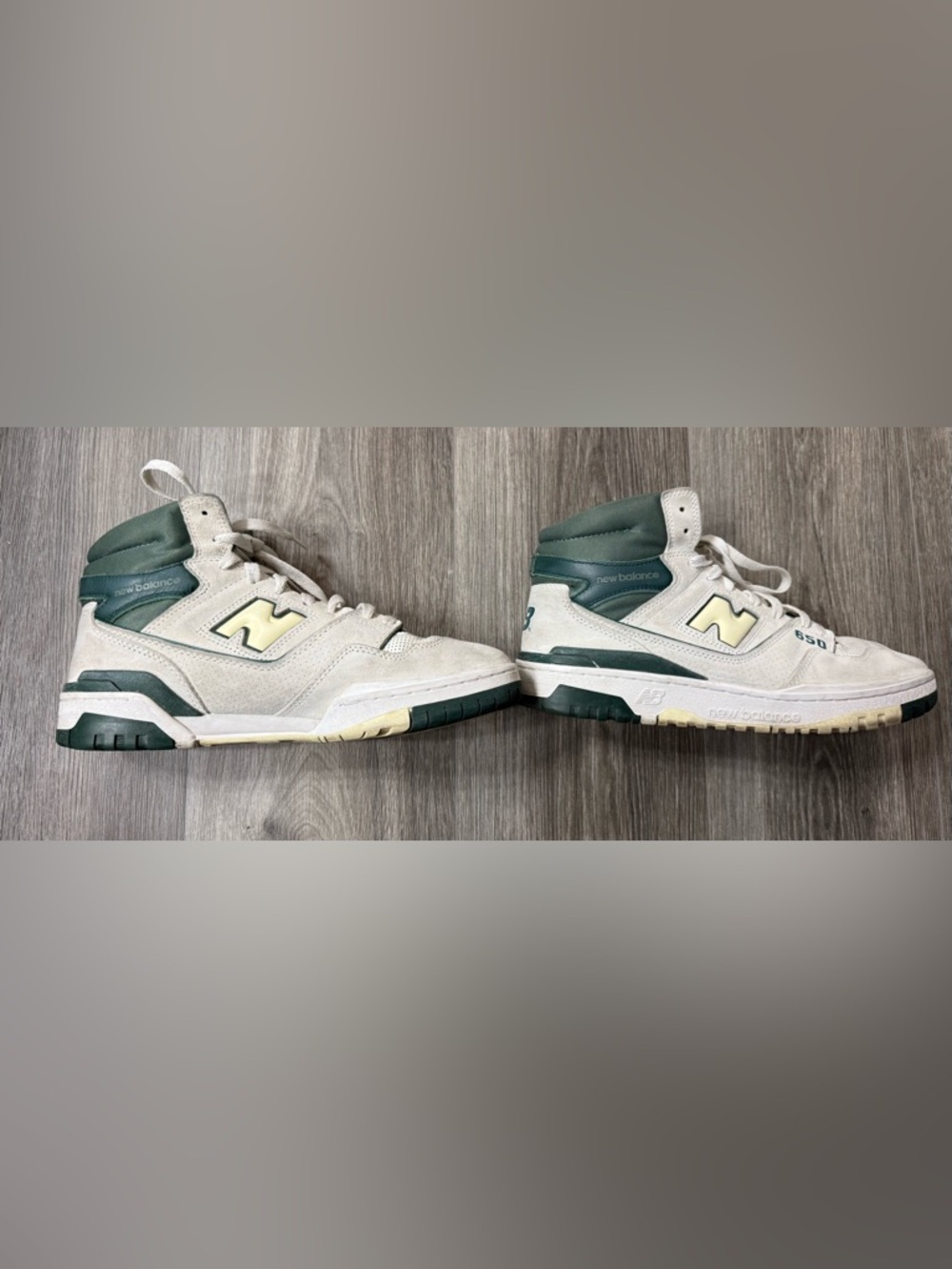 New Balance 650 High Top Size 10 White Green Suede Retro Dad Shoe Basketball NB - Picture 4 of 16